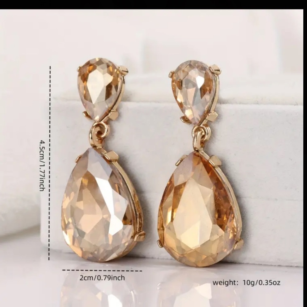 Vintage Inspired Teardrop Gemstone Earrings. New. - Picture 4 of 4